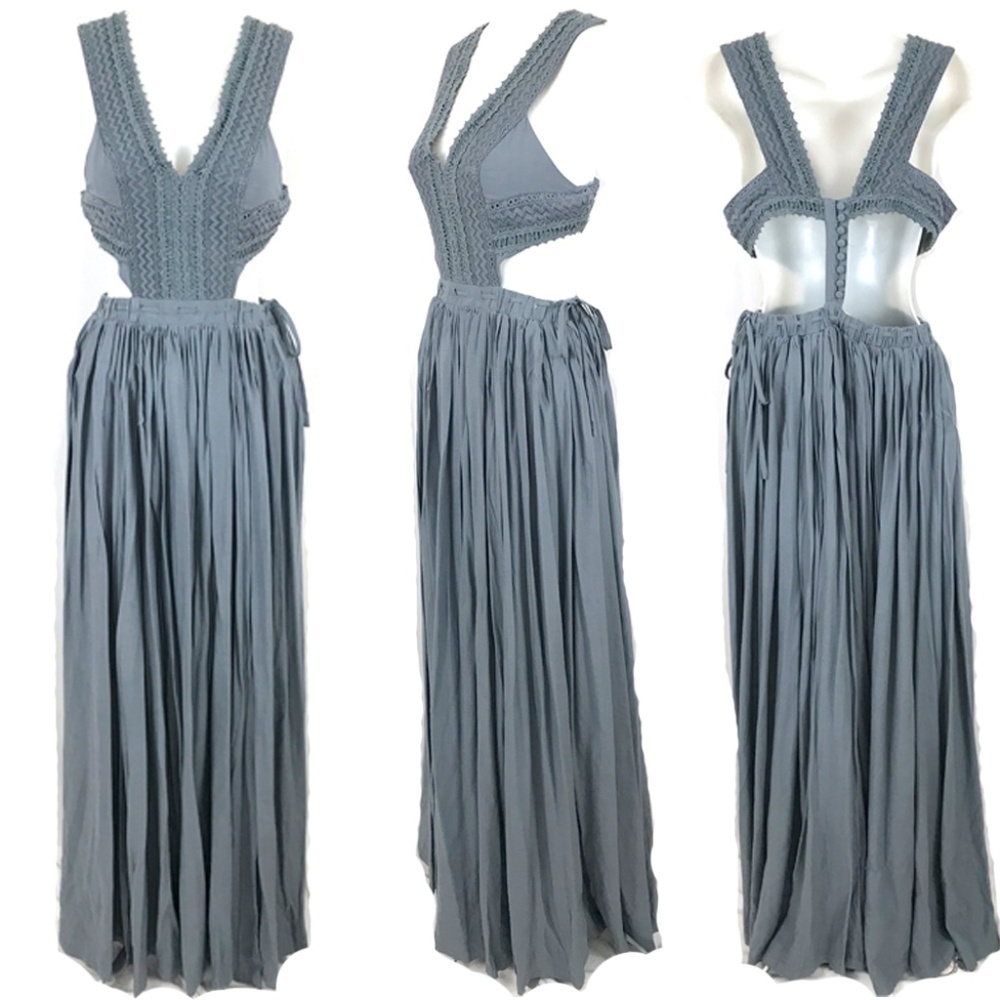 NEW L'atiste boho maxi dress open back lace trim